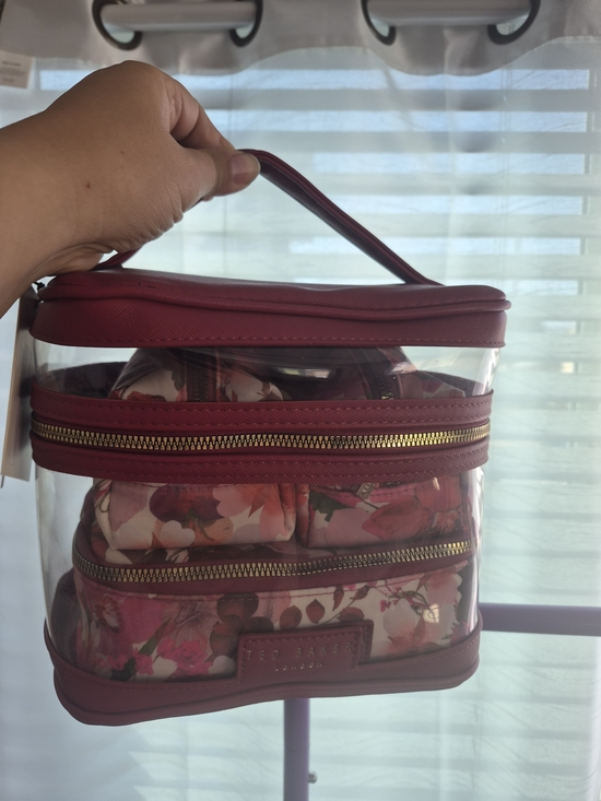 Ted Baker Handbags - Ted Baker Pink Clear Floral Makeup Bag Set (4)